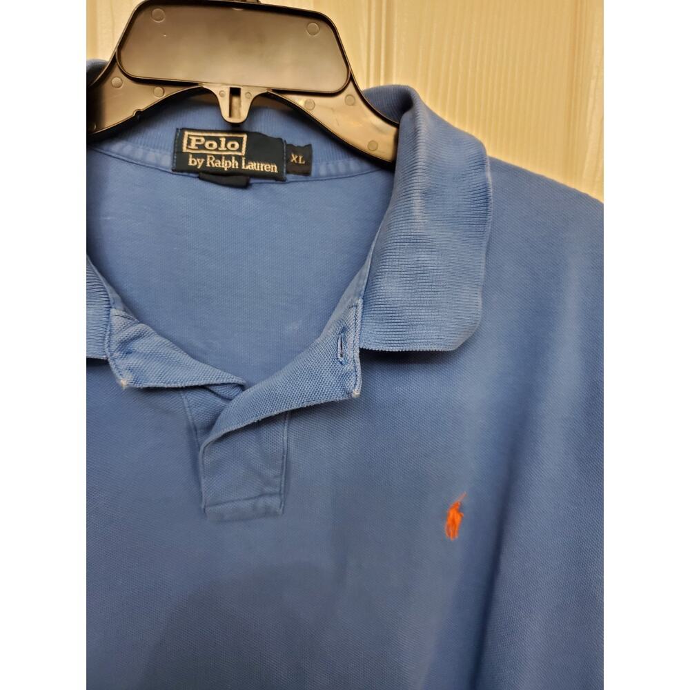 Polo Ralph Lauren Mens XL Blue Short Sleeve Polo Shirt Pink Pony Logo